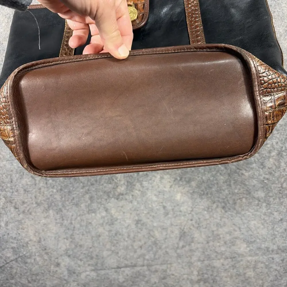 Vintage Brahmin brown & black‎ shoulder bag leather tote bag